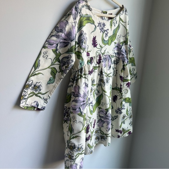 Tea Collection Green & Purple Floral Kid’s Dress - Size 6 - Picture 2 of 12